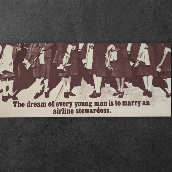 Vintage 1950s Airline Stewardess Poster United Airlines Crew Sepia 23x32 - Picture 3 of 10